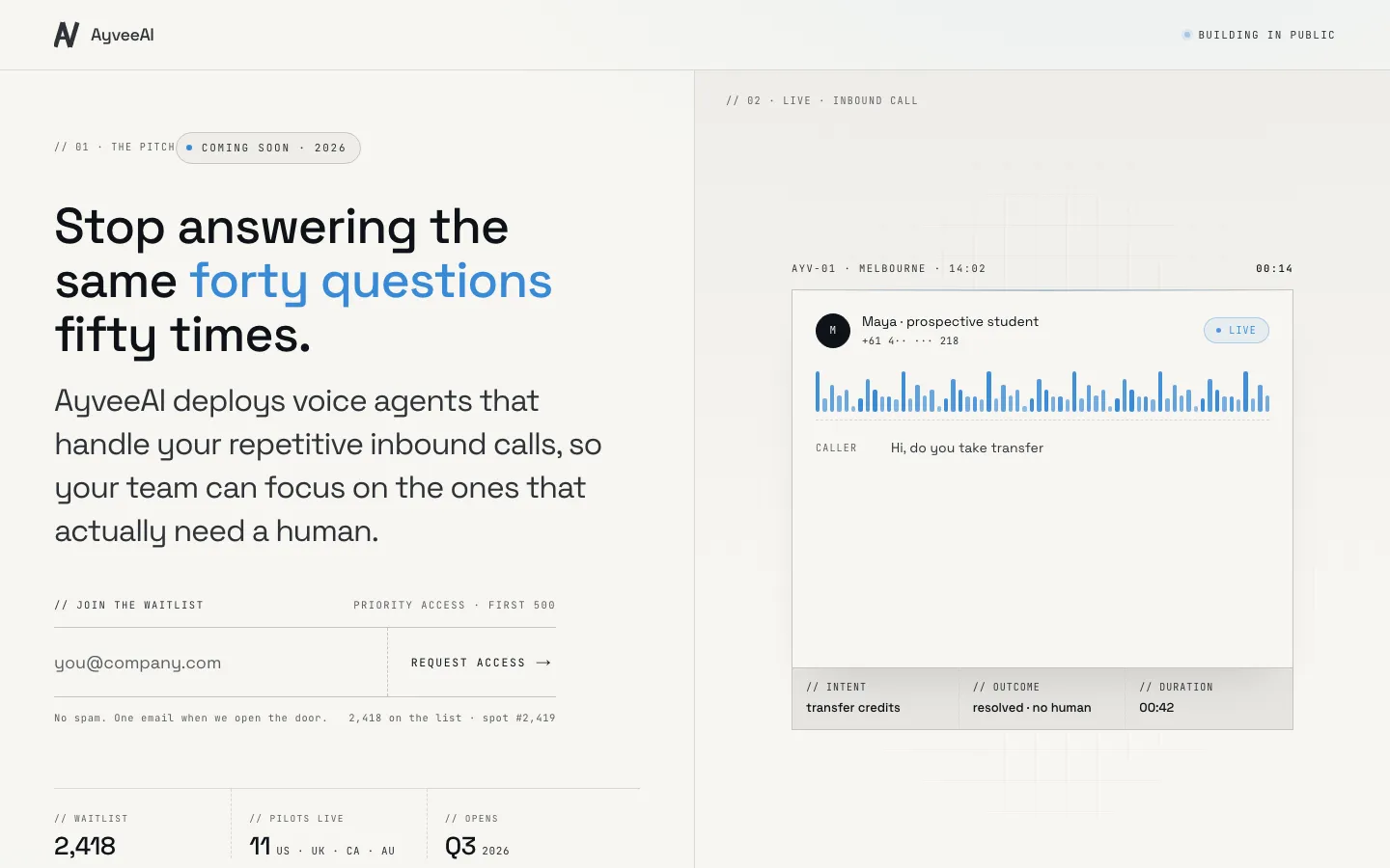 AyveeAI product screenshot